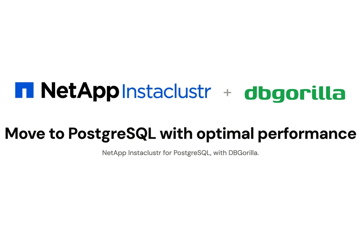 NetApp Instaclustr plus DBGorilla. Move to PostgreSQL with optimal performance. NetApp Instaclustr for PostgreSQL, with DBGorilla.